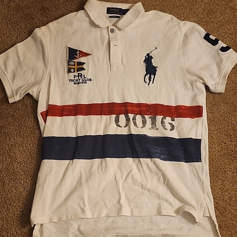 Polo Ralph Lauren White Polo Shirt with Nautical Patches
